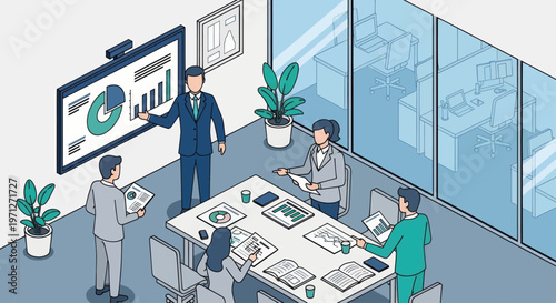 Business people in office meeting room.