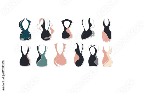 Liquid Drip Backless Dress Silhouette Sticker, Fluid Organic Sensual Vector, Modern Abstract Empowerment Media Icon