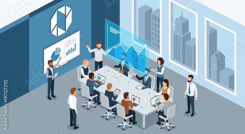 Business people in office meeting.