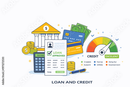 Illustrated overview of loan approval and credit score factors