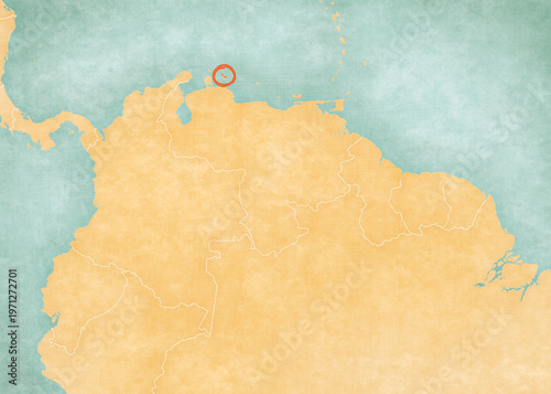 Map of Northern South America - Curacao