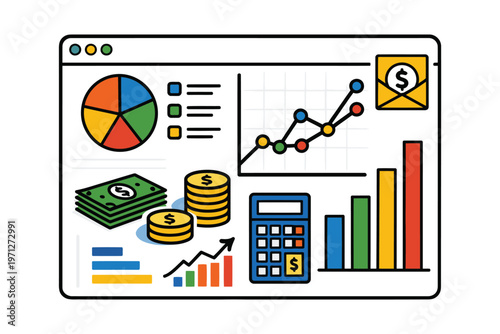 Visual representation of financial analytics and business performance metrics