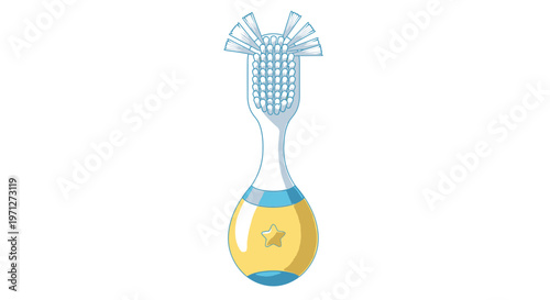 Baby Teether Rattle Toy with Soft Bristles for Gum Massage