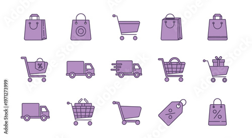 Collection of shopping bags and carts