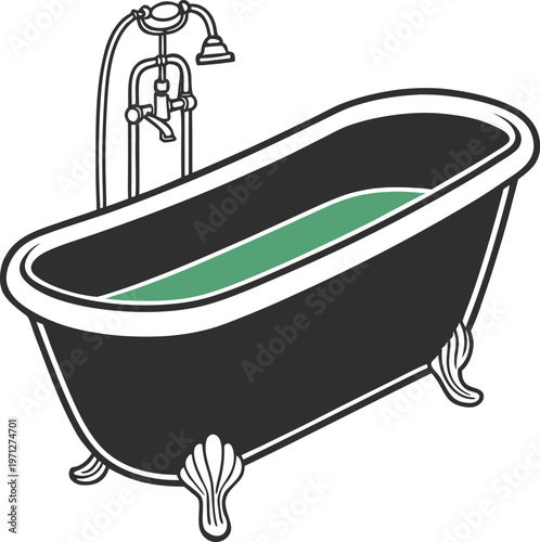 illustration of a bath in a bathroom