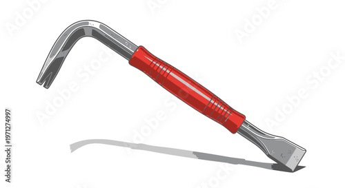 Crowbar Tool with Red Grip for Construction and Demolition Work