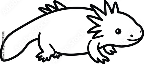Cute cartoon a illustrator silhouette axolotl