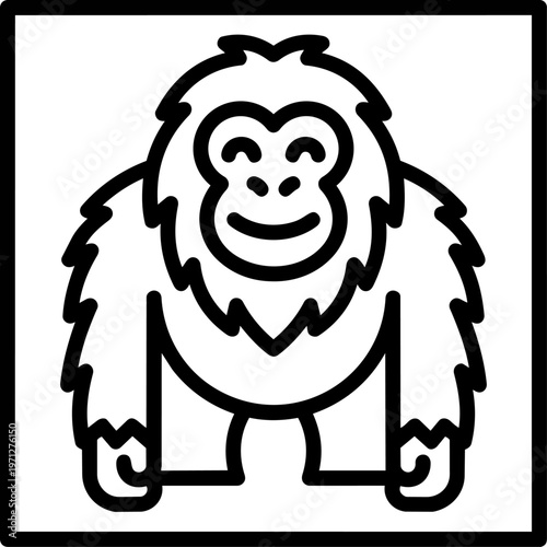 Big hairy cartoon monkey face.