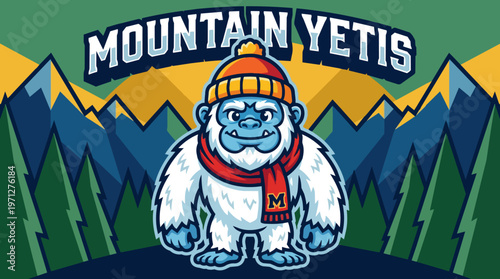 Mountain Yetis Cartoon Character.
