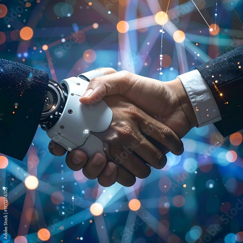 Human and Robot Handshake - A Fusion of Technology and Collaboration.