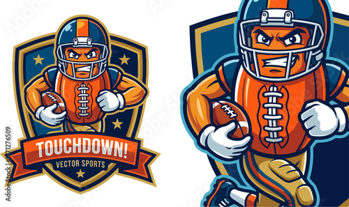 American Football Player Cartoon.