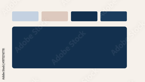 Top row of compact cards with large dominant bottom card, clean geometric composition and premium abstract interface layout for modern UI systems design