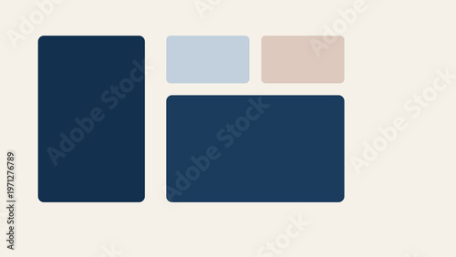 Left aligned tall cards with smaller right modules, structured geometric layout and premium abstract interface composition for modern UI backgrounds clean