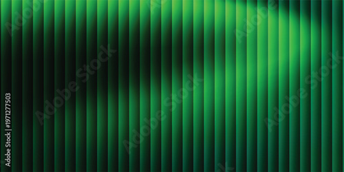 Dark green neon gradient ribbed glass. Vector ribbed glass texture background. Mesh gradient. acrylic ribbed bath surface. Reeded glass background semitransparent overlay. Bath wall window