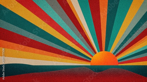 Colorful sunrise over waves