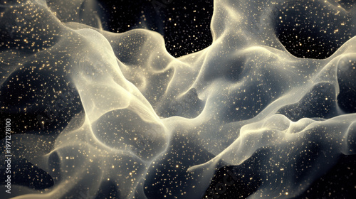 Ethereal Abstract Background with Wispy Textures and Glowing Particles