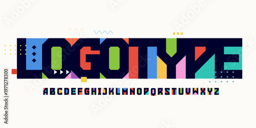 Color Font Logo Alphabet Game Bold Letter Set Modern Typography, Creative Typographic Design for Art Title Text, Colours Poster Headline, Type Symbol Logotype, Colours Fonts. Vector Typeface.