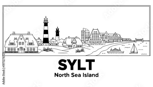 SYLT north sea island City Skyline Vector 
