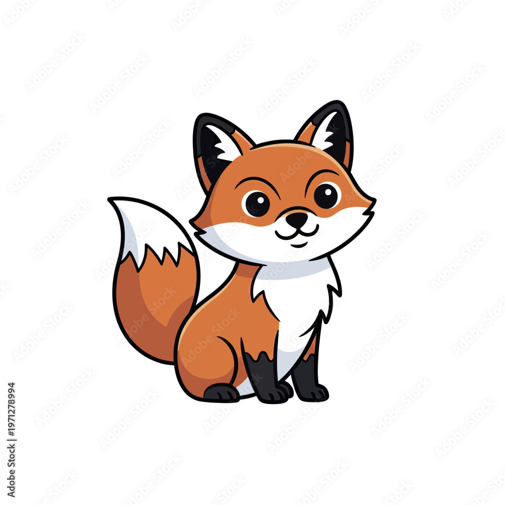 Obraz premium Fox Illustration Icon Set Flat Design Modern Vector Illustration Isolated on White Background