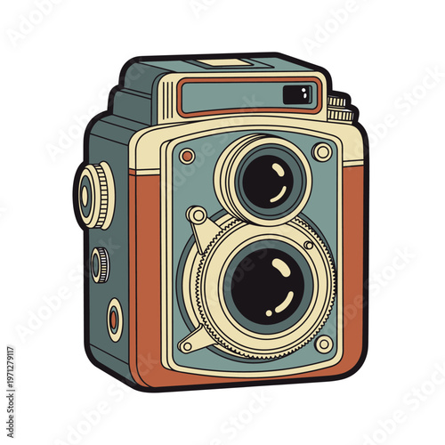 Retro Camera Illustration Icon Set Flat Design Modern Vector Illustration Isolated on White Background