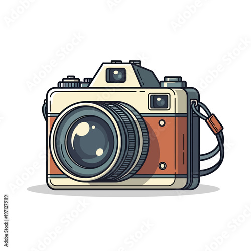 Retro Camera Illustration Icon Set Flat Design Modern Vector Illustration Isolated on White Background