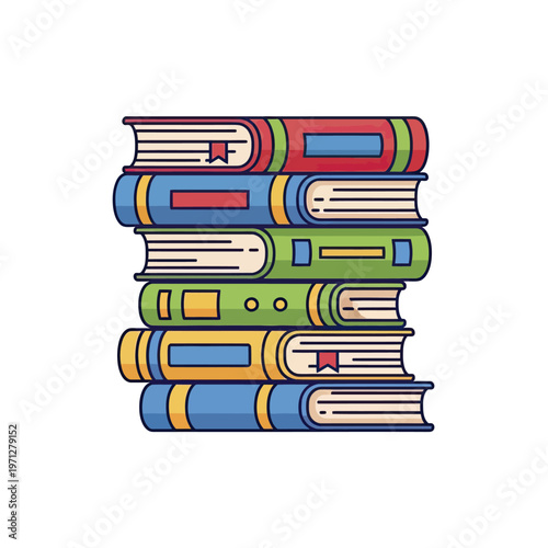 Stack Of Books Icon Icon Set Flat Design Modern Vector Illustration Isolated on White Background