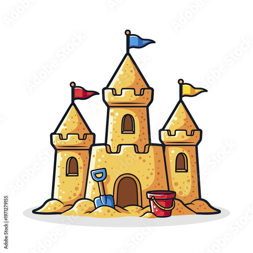Sandcastle Icon Icon Set Flat Design Modern Vector Illustration Isolated on White Background