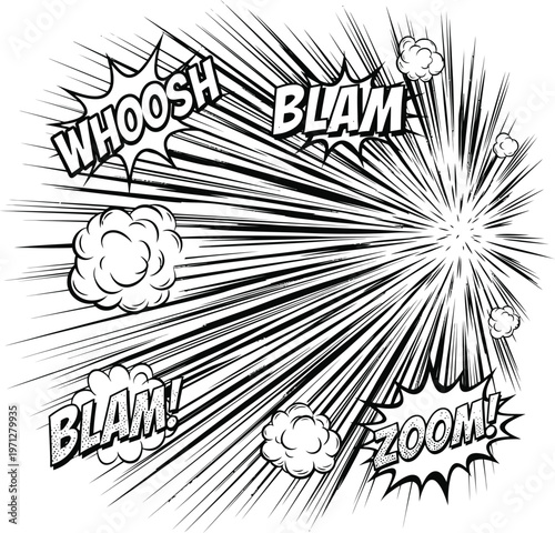 Comic book sound effect word art elements with comic words
