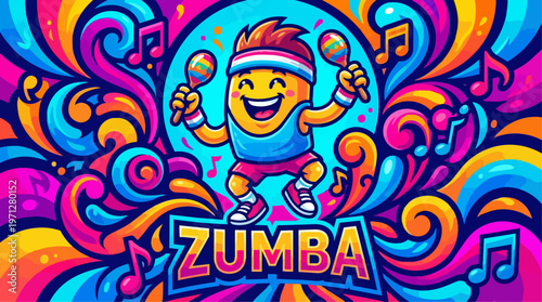 Zumba Dance Fitness Illustration.