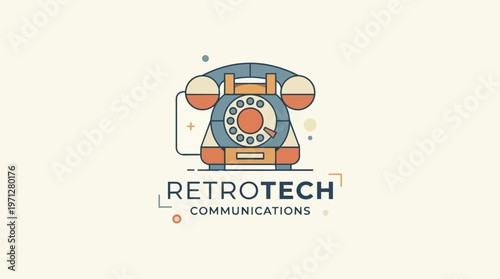 Retro rotary phone logo design.