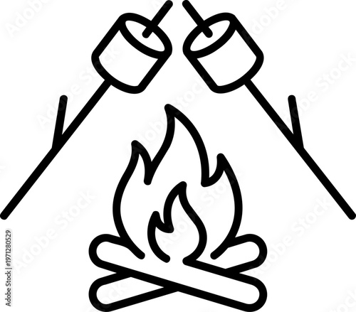 Camping Fire with Roasting Marshmallows.