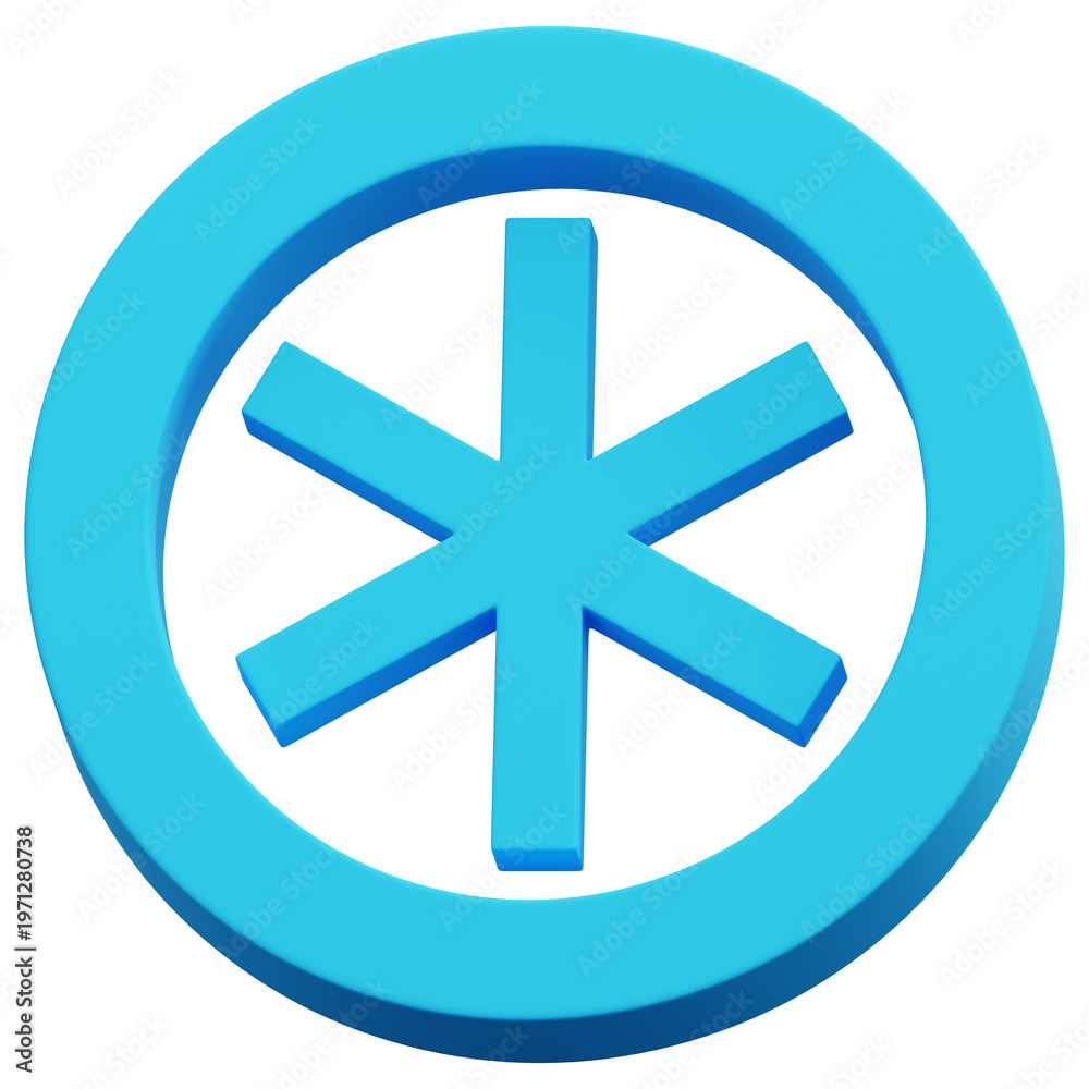 Obraz premium 3D Light Blue Abstract Ring Asterisk Symbol Shape