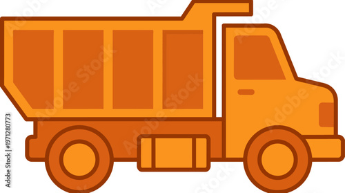 Large Orange Dump Truck Vehicle.