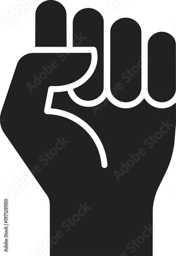 Black raised fist icon symbol.