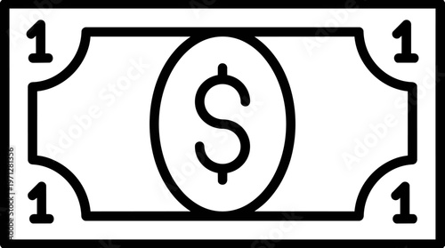 Dollar bill with one number.