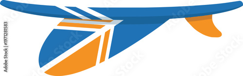 Surfboard Fin Closeup Blue Orange.