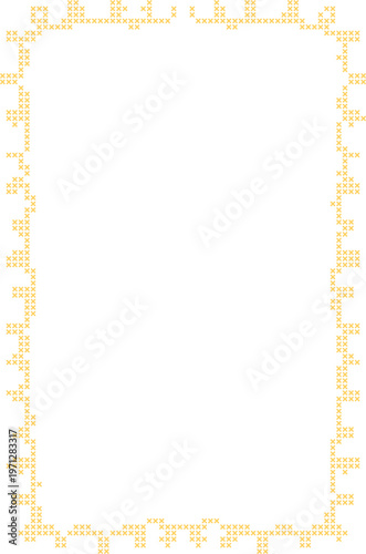 Pastel Cross Stitch Frame Border Illustration, Cute Pixel Embroidery Style Decorative Page Border for Notes, Invitations and Scrapbook Templates