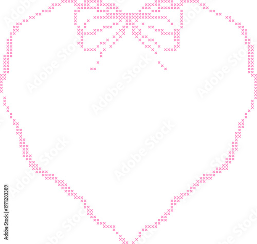 Pastel Cross Stitch Frame Border Illustration, Cute Pixel Embroidery Style Decorative Page Border for Notes, Invitations and Scrapbook Templates