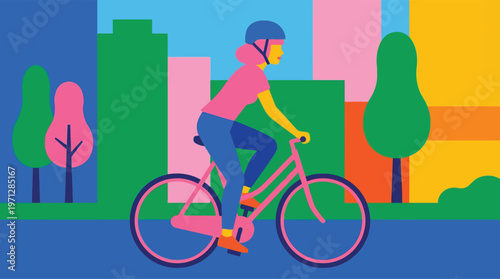 Person riding a bicycle in the city.