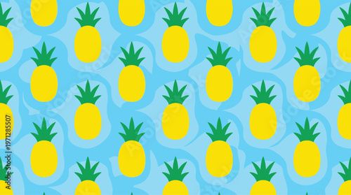 Pineapple pattern on blue background.