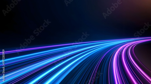 Vibrant neon light trails create dynamic and futuristic atmosphere
