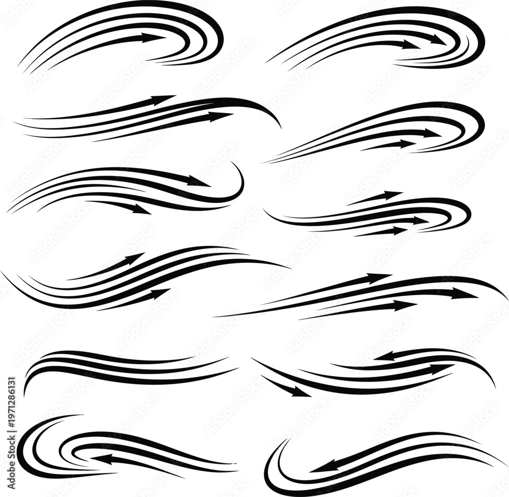 Fototapeta premium Abstract arrow swirl graphic elements with black and white