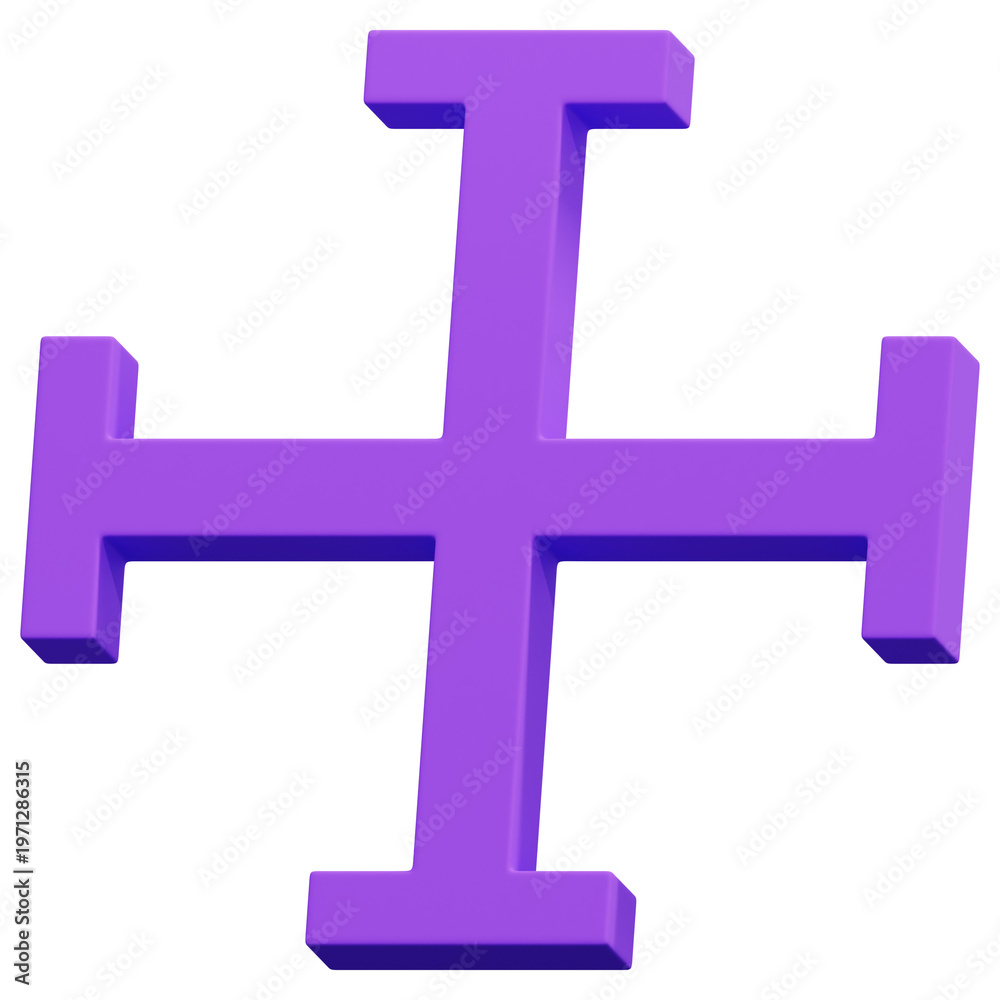 Obraz premium 3D Purple Abstract Solid Plus Cross Shape
