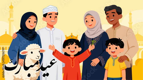 Muslim Family. Adha Mubarak