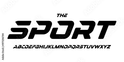 Cutout sport alphabet, sharp digital bold slanted italic letter set, bold robotic font for space game logo, speed AI headline, dynamic typography, modern future space app design. Vector typeset