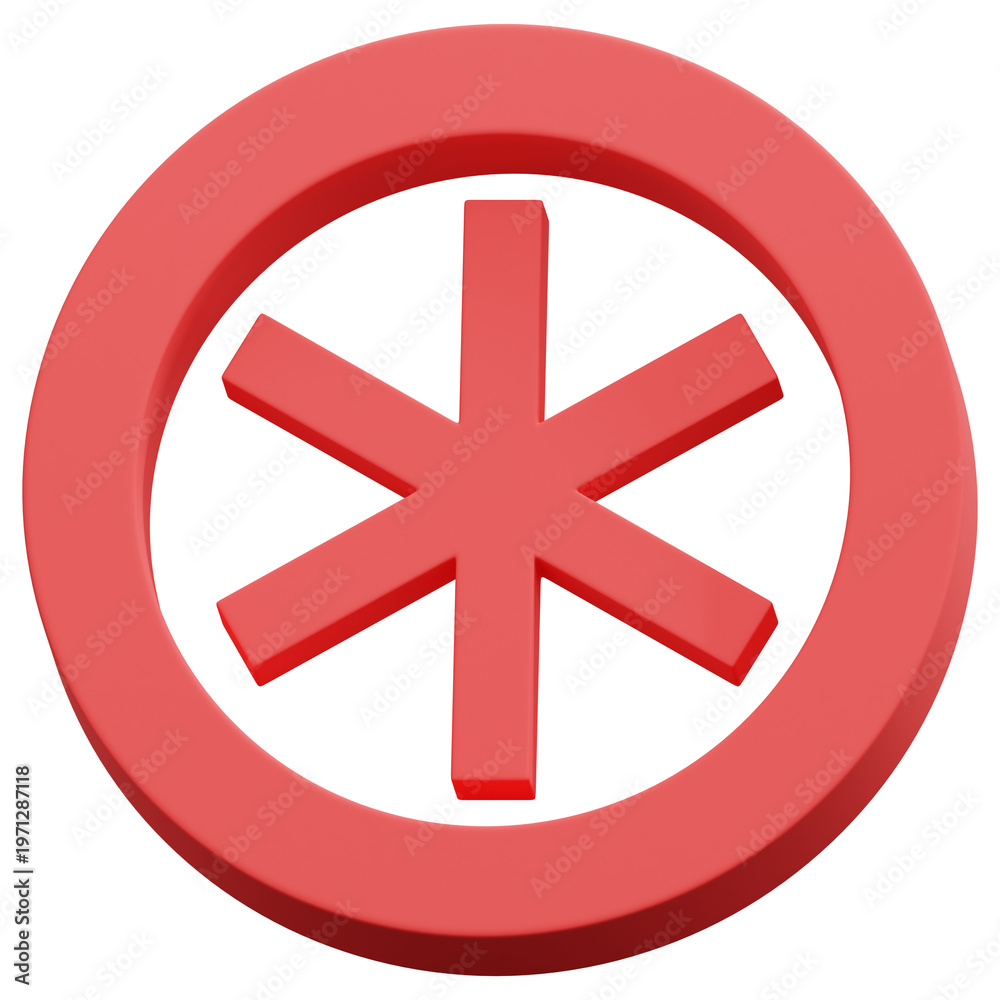 Fototapeta premium 3D Red Abstract Ring Asterisk Symbol Shape