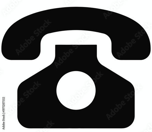 Classic black and white telephone with rotary dial on a plain background isolated on white background, Vector, illustration
