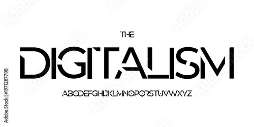 Sharp cutout alphabet, futuristic edgy sans serif lettering, robotic techno font for cyber sport logo, geometric precision headline, digital corporate sport and tactical typography. Vector typeset