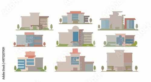 Flat hospital city vector illustration with healthcare buildings and clinics editable design isolated on white background