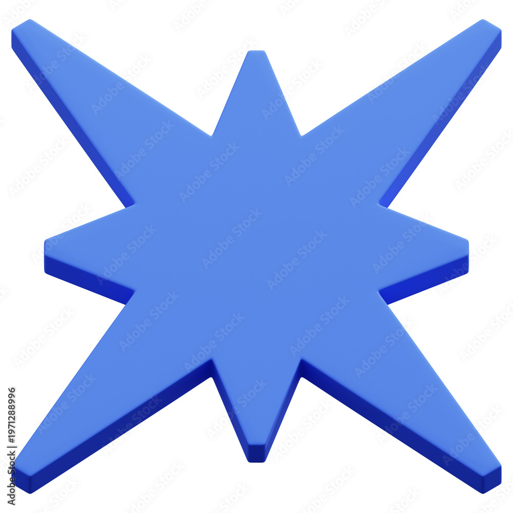 Obraz premium 3D Royal Blue Abstract Sharp Eight Point Star Shape